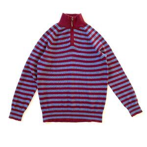 Crewcuts J.Crew Boys Cotton-Cashmere Half-Zip Sweater Size 16 Maroon Blue Stripe